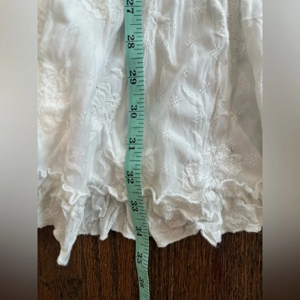 DEAR JOHN MELODIE TIERED RUFFLE DRESS PEARLED IVORY FLORAL EMBROIDEY  XS 1307 - Picture 14 of 14